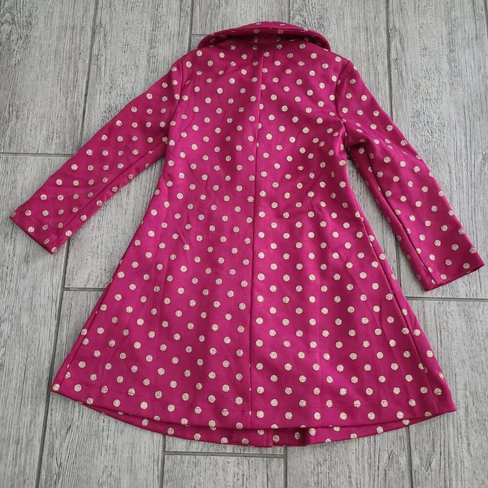Pink & Violet Girls Gold Polka Dot Dress Coat Size 4